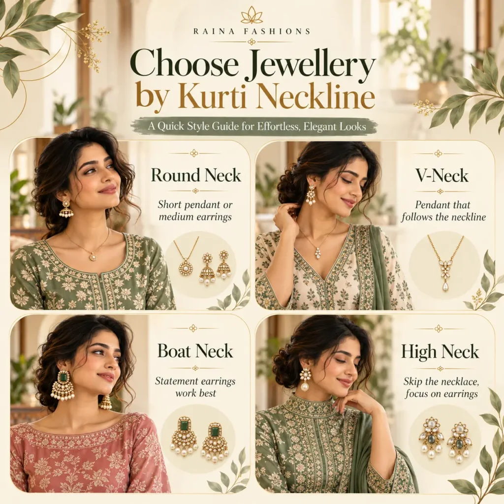 choose jewellery by kurti neckline