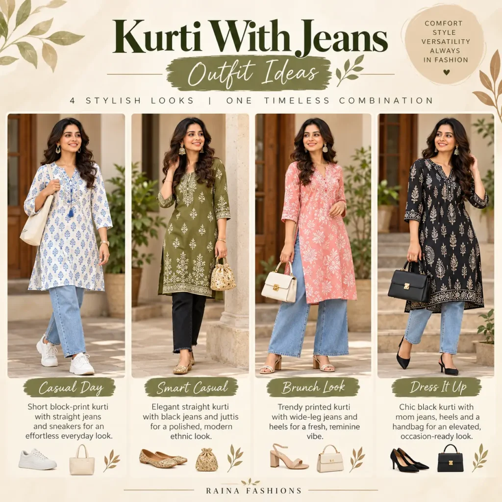 kurti with jeans outfit ideas