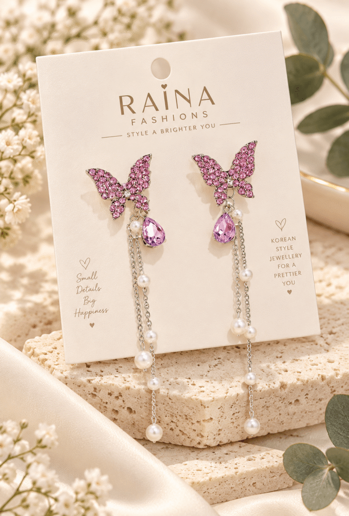 Butterfly dangler Korean ear rings