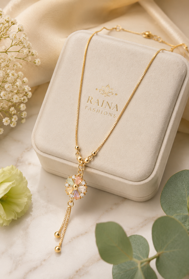 Anti-Tarnish Floral Chain Pendant