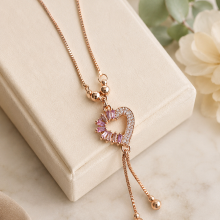 Anti-Tarnish Rose Gold Heart Chain Pendant