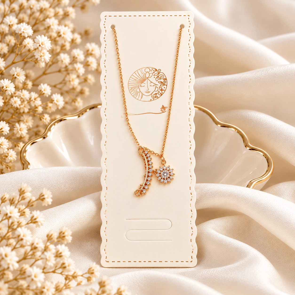 Anti-Tarnish Rose Gold Floral Pendant Necklace for women