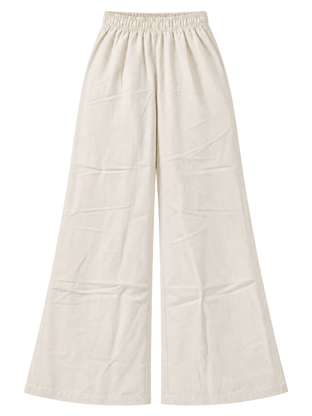 Cream cotton flex Wide-Leg Palazzo Pant