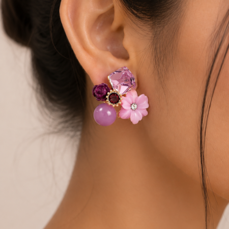 Korean Floral Statement Earrings