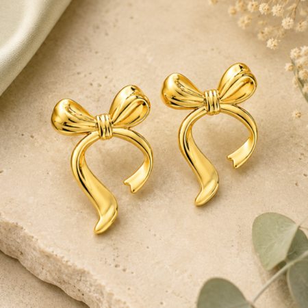 Anti-Tarnish Stainless Steel Bow Earrings