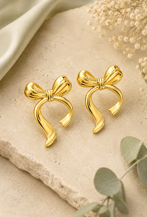 Anti-Tarnish Stainless Steel Bow Earrings