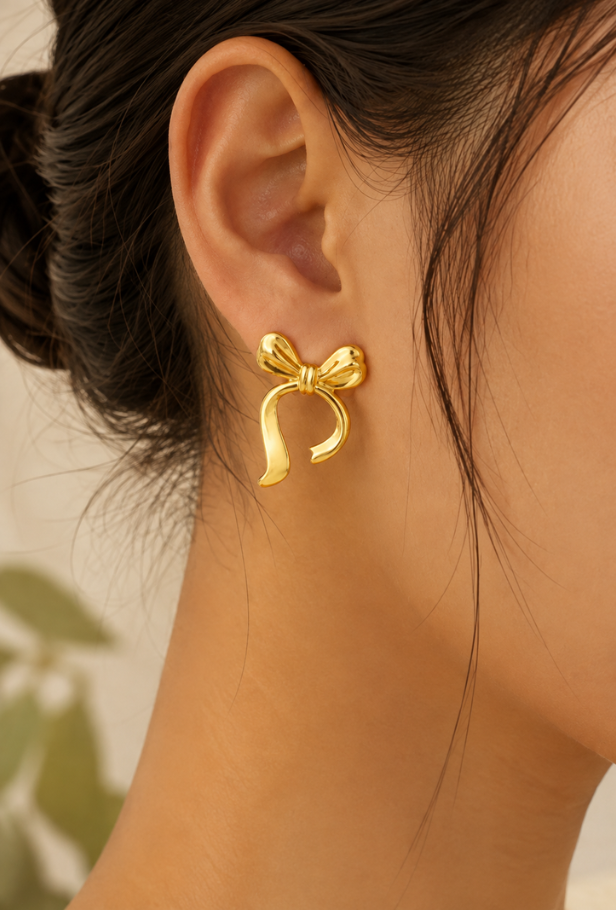 Anti-Tarnish Stainless Steel Bow Earrings - Image 2