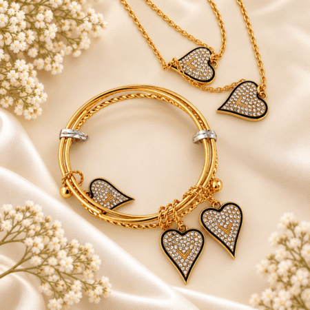 heart charm jewellery combo
