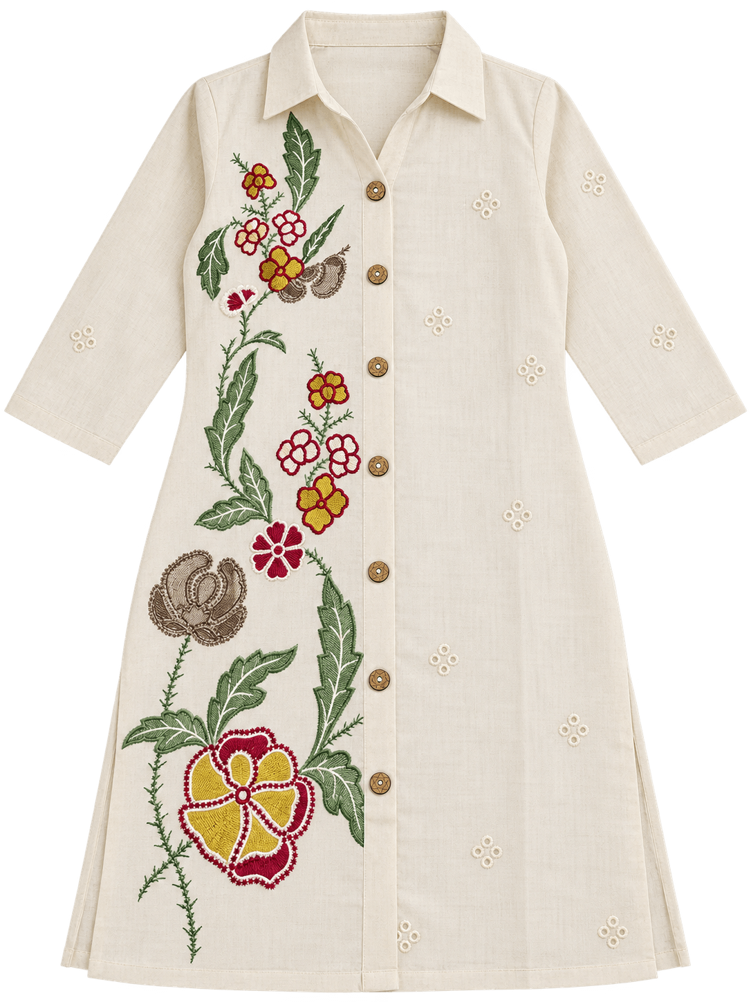 Ivory Cotton Embroidered Co-ord Set for Women - Image 3