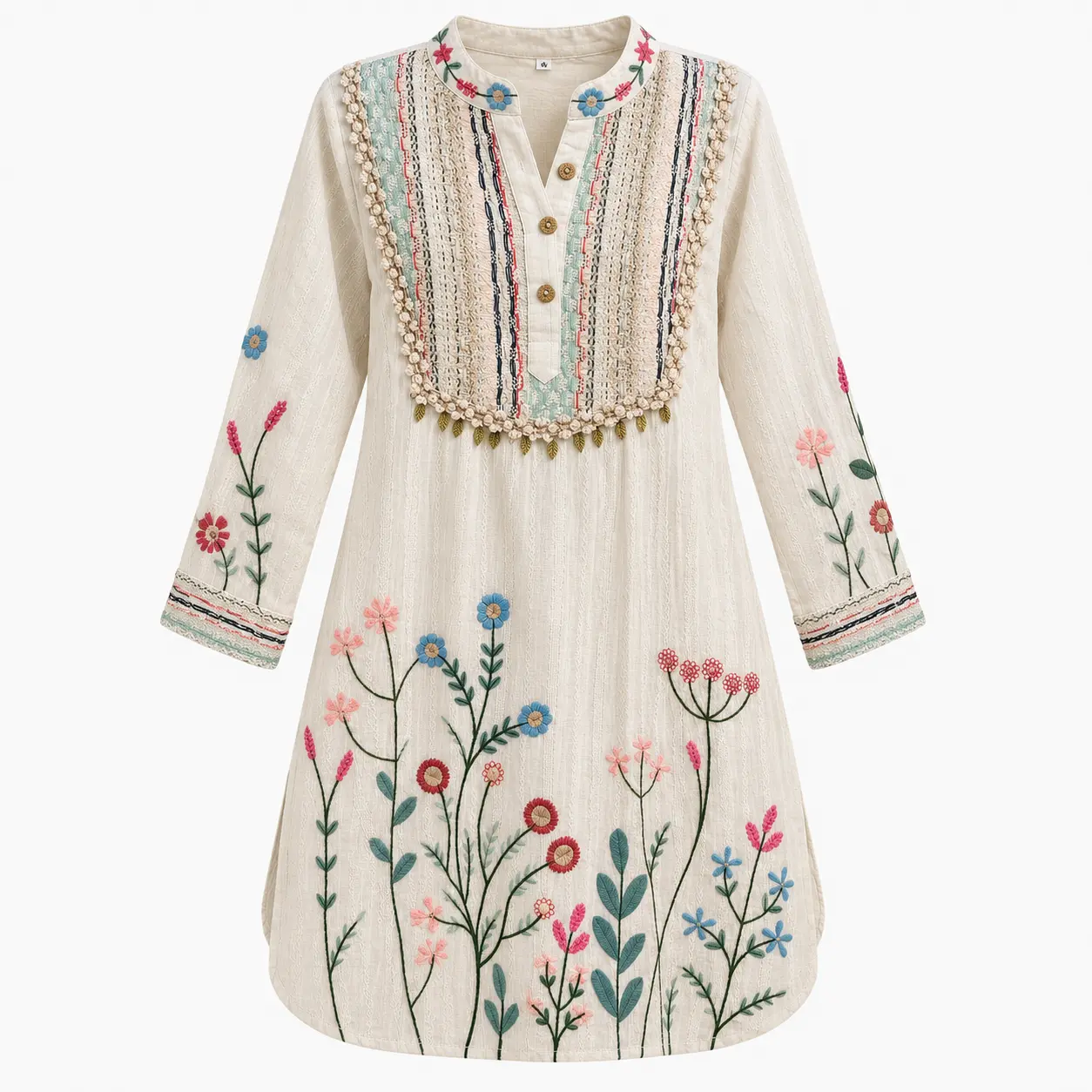 White Floral Embroidered Co-ord Set for Women - Image 3
