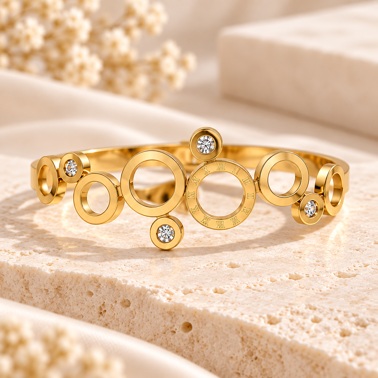 Anti-Tarnish Gold Roman Numeral bracelet for girls