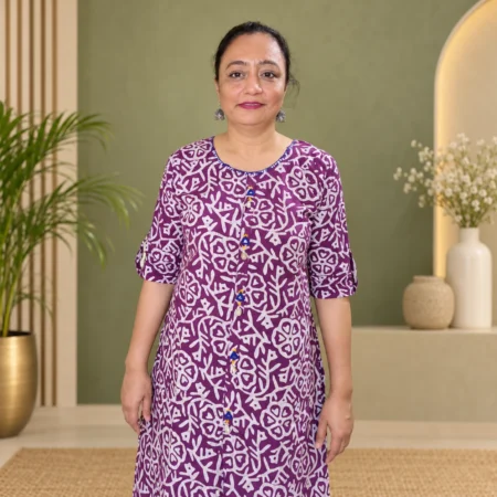 Elegant Purple Batik Kurti