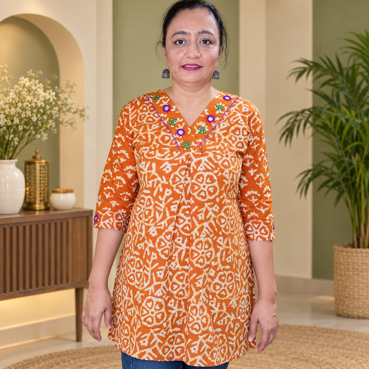 mustard pure cotton short kurti for girls and women